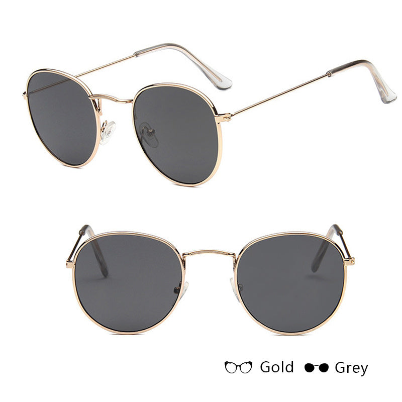Women Retro Round Sunglasses – Vintage Metal Frame Shades, UV Protection Stylish Eyewear for Everyday Fashion