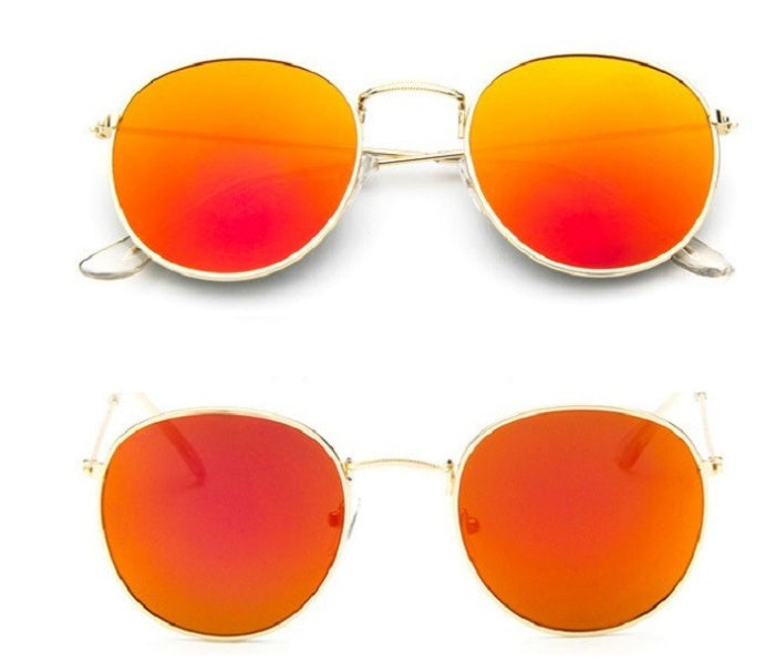 Women Retro Round Sunglasses – Vintage Metal Frame Shades, UV Protection Stylish Eyewear for Everyday Fashion