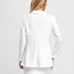 Elegant Women’s White Skirt Suit Set – Lapel Blazer Jacket & Skirt, Double Breasted, Casual to Formal Outfit