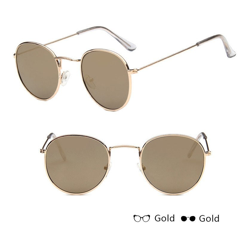 Women Retro Round Sunglasses – Vintage Metal Frame Shades, UV Protection Stylish Eyewear for Everyday Fashion