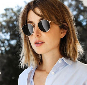Women Retro Round Sunglasses – Vintage Metal Frame Shades, UV Protection Stylish Eyewear for Everyday Fashion