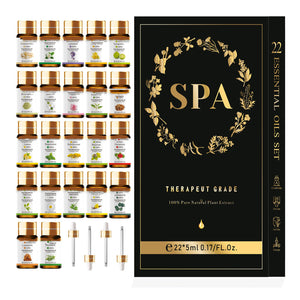 Fashion Natural Essential Oil Spa Set – 22-Piece Aromatherapy Kit with Droppers & Gift Box for Relaxation & Wellness