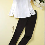 2025 Black & White Two-Piece Pants Set – Elegant Suit Jacket with Straight Leg Pants, Casual & Formal Women’s Fashion Clothing