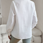 Striped Long Sleeve Women’s Blouse – Ruffle Design Button Up Shirt, Elegant Casual Office Tops