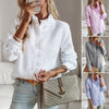 Striped Long Sleeve Women’s Blouse – Ruffle Design Button Up Shirt, Elegant Casual Office Tops