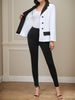 2025 Black & White Two-Piece Pants Set – Elegant Suit Jacket with Straight Leg Pants, Casual & Formal Women’s Fashion Clothing