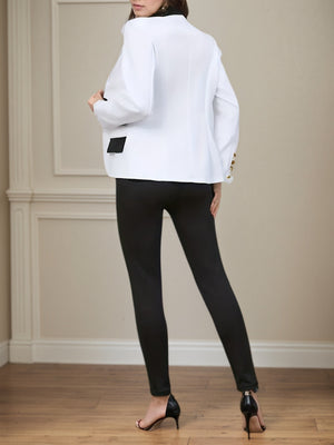 2025 Black & White Two-Piece Pants Set – Elegant Suit Jacket with Straight Leg Pants, Casual & Formal Women’s Fashion Clothing