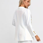 Elegant Women’s White Skirt Suit Set – Lapel Blazer Jacket & Skirt, Double Breasted, Casual to Formal Outfit