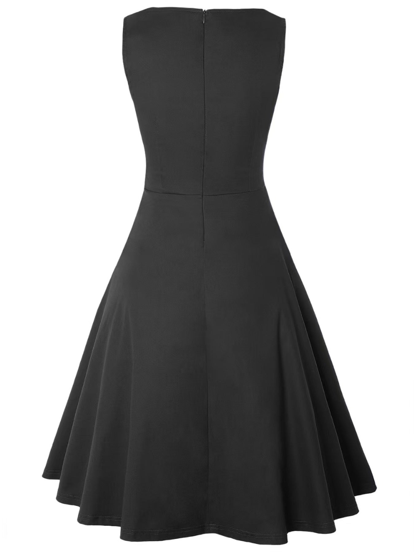 2025 Women’s Retro Style Pleated Floral Lace A-line Dress – Sleeveless Cocktail & Party Skirt with Pockets