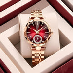 Women’s Casual Quartz Watch with Diamond – Sapphire Glass, Stainless Steel, Elegant Fashion Wristwatch