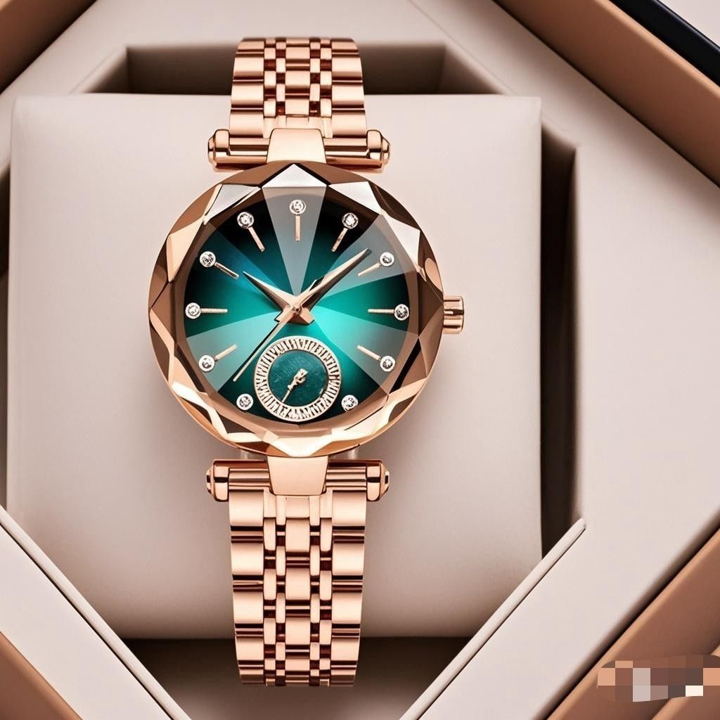 Women’s Casual Quartz Watch with Diamond – Sapphire Glass, Stainless Steel, Elegant Fashion Wristwatch