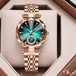 Women’s Casual Quartz Watch with Diamond – Sapphire Glass, Stainless Steel, Elegant Fashion Wristwatch
