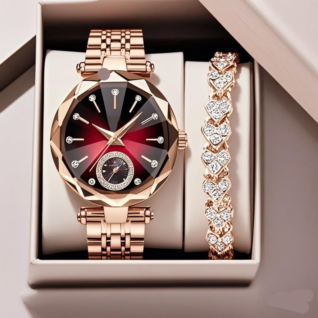 Women’s Casual Quartz Watch with Diamond – Sapphire Glass, Stainless Steel, Elegant Fashion Wristwatch